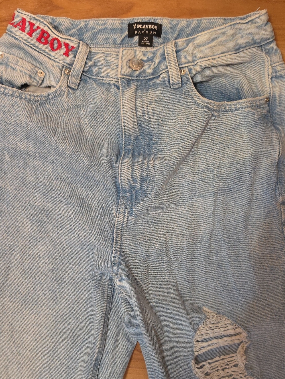 Women's Pacsun Playboy Light Blue Ripped Jeans - Size 27